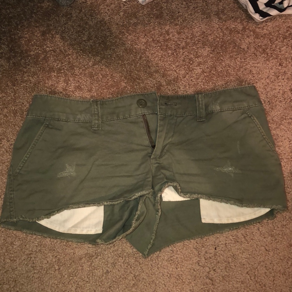 Army green shorty shorts
